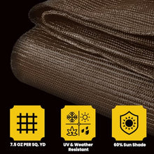 Core Tarps 60% Brown Shade Cloth with Grommets - 30 X 50 FT Heavy Duty Mesh Tarp - Sun Shade Cloth for Garden Vegetables Plants Greenhouse Outdoors Backyard Fences Dump Trucks Patio Mesh Shade Tarp