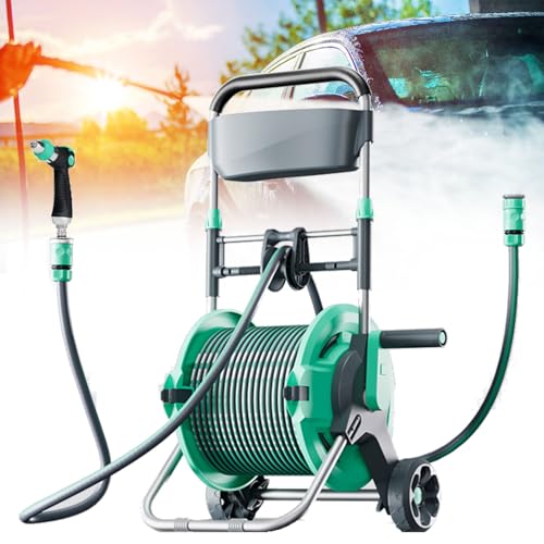 MDYHY Retractable Garden Hose Reel with Wall Mount, Large Rollers for Easy Watering and Storage