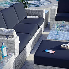 America Luxury - Outdoor Lounge Sectional Sofa Chair Set, Rattan Wicker, Modern, Blue