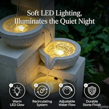 42.52" Outdoor Garden Water Fountain with Lights, 4 Tiers Water Feature