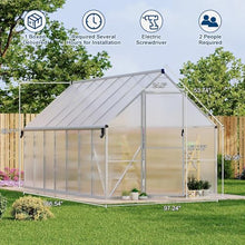 Hosslly 8*14 ft Greenhouse for Outdoors, Polycarbonate Green House with Roof Vent