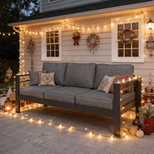 Kiss the Water Aluminum Patio Sofa, 3-Seat Dark Grey Outdoor Couch