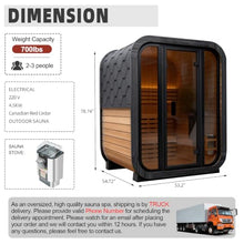 amocane Outdoor Steam Sauna 2 Person, Canadian Red Cedar Sauna Spa with 4.5KW ETL Sauna Heater, Traditional Backyard Cube Wooden Sauna with 8mm Tempered Brown Glass, 0-195℉