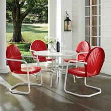 Pemberly Row 5 Piece Metal Patio Dining Set, Steel Construction, White Powder Coated UV Resistant Finish, Includes Round Table and Armchairs, Outdoor Furniture for Patio, Garden, or Backyard Dining