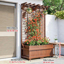 Large Floor-standing Wooden Planter With A Trellis, Tall Privacy Screen For Climbing Vines,Combines Hanging Planters With In-soil Planting,Suitable For Terraces(39.4x15.7x70.9in,With Top)