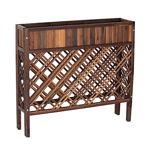 Restaurant Partition Flower Stand Outdoor Flower Trough Wooden Flower Stand Courtyard Wooden Fence Restaurant Decoration Flower Pot Shelf (Color : Brown, Size : 120x25x90cm)