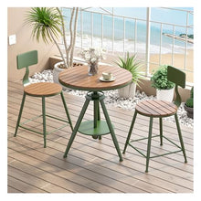LIPJIA Bar Stool Round Side Table Set with 2 Stools and Storage Rack, Extendable High 60-80cm/24-31in Kitchen Seating Furniture Pub Breakfast Nook Set for Indoor Outdoor Restaurant
