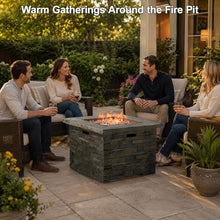 FammyLoft Outdoor Propane Fire Pit Table, 33 Inch Square MGO Concrete Fire Pit with Lava Rocks, Smokless Fire Table for Outside Patio, Garden, Backyard, 40,000 BTU, Tank Inside, Stone Gray