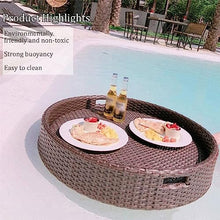 COMAAM Floating Bar Table Serving Buffet Tray Swimming Pool Beach Party Float Breakfast,Swimming Pool Floats for Adults for Sandbars, Spas, Bath, and Parties,Apricot-60x60x20cm