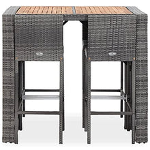 vidaXL 5-Piece Outdoor Patio Bar Set - Durable Poly Rattan and Acacia Wood - Weather-Resistant, Comfortable, Easy-Arrangement and Assembly - Gray