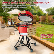 LuauCrafter 18-Inch Ceramic Charcoal Grill and Smoker with Cart Red