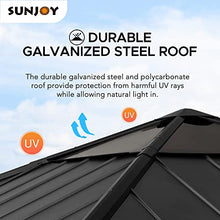 Sunjoy Hardtop Gazebo 11x11 ft Cedar Frame Black Steel Polycarbonate Roof Black + Natural Wood
