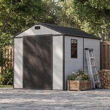 Patiowell 8x8 FT Plastic Outdoor Storage Shed with Floor, Light Gray