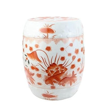 LINKIO Garden Stool Decorative Garden Stool, Hand-Painted Dragon and Fish Pattern, Porcelain Dressing Stool Ottomans(A)