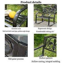 E Wooden Garden Bench Seat Garden Bench Slats Outdoor Patio Yard Rocking Chair Metal Frame Garden Furniture Rocking Chair Iron Swing Chair with Armrests and Backrest Load Capacity 660 Pound (Rocking