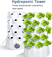 FLTRGO 80 Pots Hydroponics Tower Set Hydroponic Growing System Hydroponic Growing Kit for Indoor & Outdoor with Hydrating Pump Timer Adapter