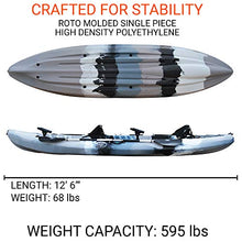 BKC TK219 Tandem Sit-On-Top Fishing Kayak with Padded Seats and Paddles Grey Camo