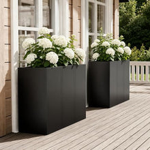 Trygoal Metal Tall Planters Box Set of 6-24 Modern Tall Square Planter for Outdoor Plants with Removable Insert Shelf, Heavy Duty Outdoor Planter Box for Porch/Door Decor Indoor Patio Office, Black
