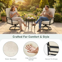 Furnimart 360° Swivel Rocker Patio Chairs Set of 2 with Coffee Table, 3-Piece Patio Furniture Set for Apartment Balcony Small Space, Heavy Duty Metal Outdoor Bistro Set (Beige)