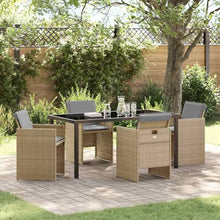 Molumvel 5 Piece Garden Dining Set with Poly Rattan Table and 4 Chairs, Beige Patio Furniture for Outdoor Backyard, Porch, and Deck Seating