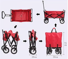 OTQEFTN Camping Trolley Beach Trolley Folding Garden Trolley Cart Wagon Shopping Cart for Outdoor Camping Fishing Pull Truck with 4 Wheels Festival Trolley Folding Trolley