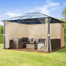 TOOLPORT 13x13 ft Hardtop Gazebo Polycarbonate Roof, Champagne
