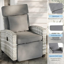 SLEKVERSA Recliner Chair with Adjustable Wicker 2 Pack,150° Lay-Flat Backrest & Footrest, Flip-Up Side Table, Removable Thick Cushion, Comfortable Chair for Patio Indoor & Outdoor, Grey