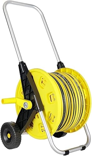CFDZCP Portable Hose Pipe Reel，Sturdy Frame for General Use，Garden Hose Reel Cart with Wheels for Outdoor Yard Watering Equipment(40M Hose)