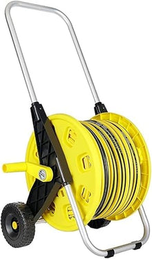 CFDZCP Portable Hose Pipe Reel，Sturdy Frame for General Use，Garden Hose Reel Cart with Wheels for Outdoor Yard Watering Equipment(50M Hose)