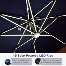 OROTLECT 10' X 13' Patio Umbrella Outdoor Rectangle Umbrella Large Cantilever Umbrella,With Solar Lights,With Base,Navy