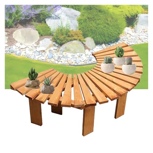 BXKCFYBSQ Tree Bench Surround,Semi-Circular Garden Seat,Outdoor Park Patio Chair,Decorative Curved Wood Strip Splicing,Free Combination of Shapes(Color2)