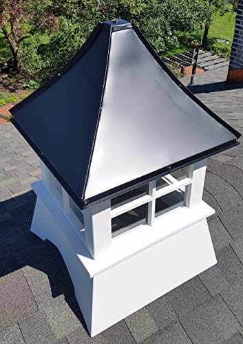 Accentua Monterey Cupola 24 in. Square 39 in. High White with Black Aluminum Roof