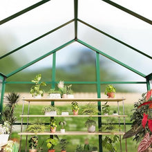 6x10 FT Greenhouse, Outdoor Sliding Door, Polycarbonate Greenhouse with Aluminum Frame, Lockable Door and Ajustable Roof Vent for Backyard, Outside Garden Backyard, Patio, Green