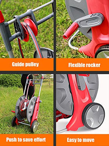 Rolling Garden Hose Reel Cart With Hose, Heavy Duty Wheeled Water Hose Reel Trolley With Hose Nozzle And Accessories, 160-Feet 1/2 Inch Hose Capacity For Outside(Size:30M,Color:A)