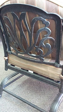 Patio Land Elizabeth Outdoor Patio 4 Club Rocker Chairs Spring Base Cast Aluminum Dark Bronze Walnut