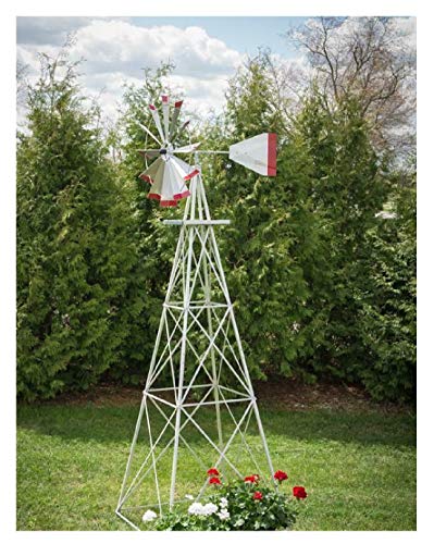 Thaisan7 Aluminum Red Windmill Garden Decor 12' High