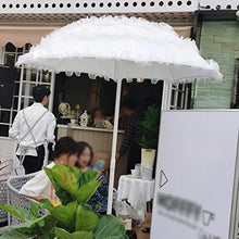 ZOCWJK with Lace 1.4m Large Outdoor Round Foldable Garden Coffee Table Umbrella Beach Camping Terrace Balcony Courtyard Patio for Photo Props Romantic and Beautiful White,