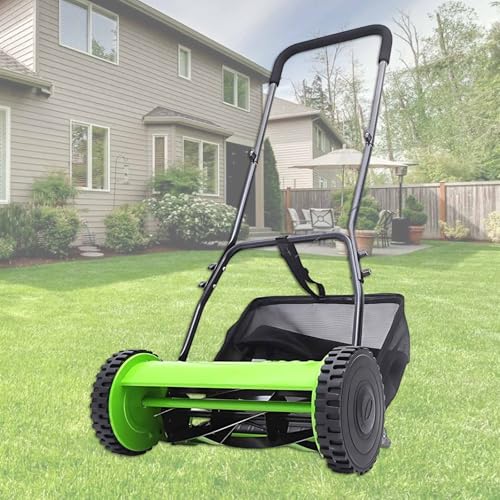 Push Lawn Mower with Adjustable Height, Environmentally Friendly Design, and Manganese Steel Blades for Efficient Lawn Care in Small Yards, Gardens, and Residential Areas(16in)