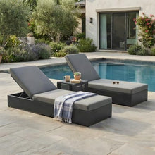 Outdoor Escape Powder-Coated Aluminum Chaise Lounges and Table 3 Piece Set, Pool Lounge Chairs Patio Lounger Poolside Sun Lounger for Outside, Gray Charcoal