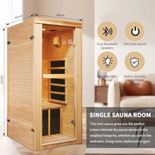 RIGO 1-Person Infrared Sauna Hemlock Wood with Bluetooth & LED Control 980W