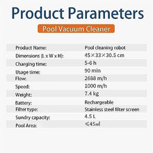 KANGJIEM Cordless Robotic Pool Cleaner,Automatic Pool Robot Vacuum with Max 90 Mins Working Time, Self-Parking,Robotic Swimming Pool Cleaner for Above Ground Swimming Pools