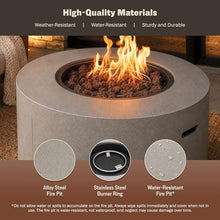 Kinger Home Loren 32-Inch Round Propane Fire Pit Table, Alloy Steel Outdoor Fire Pit with 50,000 BTUs, Includes a Burner lid, Lava Rocks and Weather Resistance Cover