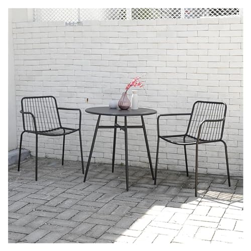 Balcony Table and Chair Set Wrought Iron Outdoor Leisure Table Garden Furniture Sets And Chair Modern Patio Furniture Balcony Open-air Cafe Tea Table Bistro Table Set ( Color : 2 chairs 1 table-D )