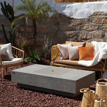 Monte Concrete Fire Pit 60" x 31.9" Outdoor Patio Firepit Includes Fire Glass Modern Fire Pits & Outdoor Fireplaces for Garden, Deck, Indoor & Outdoor Heating