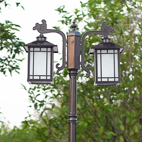 EliteBloom Ceiling Light, Outdoor Lamp Post Light Pole Lantern 2-Head of Aluminum Lights Fixtures Posts for Outside Patio Yard Bulbs Not,
