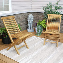 Sunnydaze Hyannis Wooden Teak Folding Chairs, Light Brown Finish, Set of 2