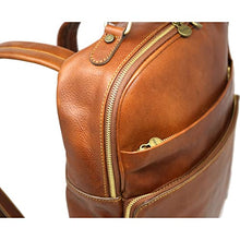 Floto Corsica Italian Leather Laptop Backpack Tobacco Brown