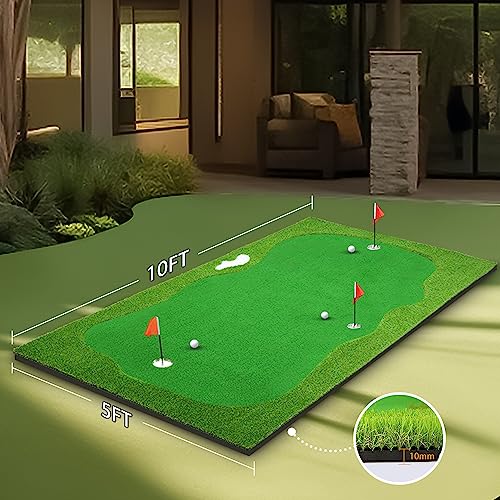 YUNIC Golf Putting Green Premium Nylon Golf Training Mat Green