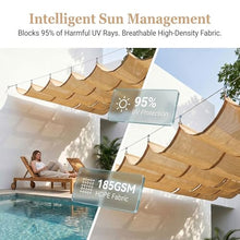 FENGZEQUAN Retractable Wave Sun Sail,Pergola Awning, Adjustable Protection Against UV Rays Awning, Adjustable Sun Sail for Outdoor Use, Pergola, Garden, Conservatory, Patio(W1.8*L10m/W5.90*L32.81ft)