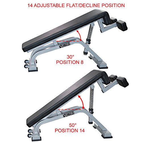 Valor Fitness DF-1 Adjustable Decline/Flat Bench Black/Chrome